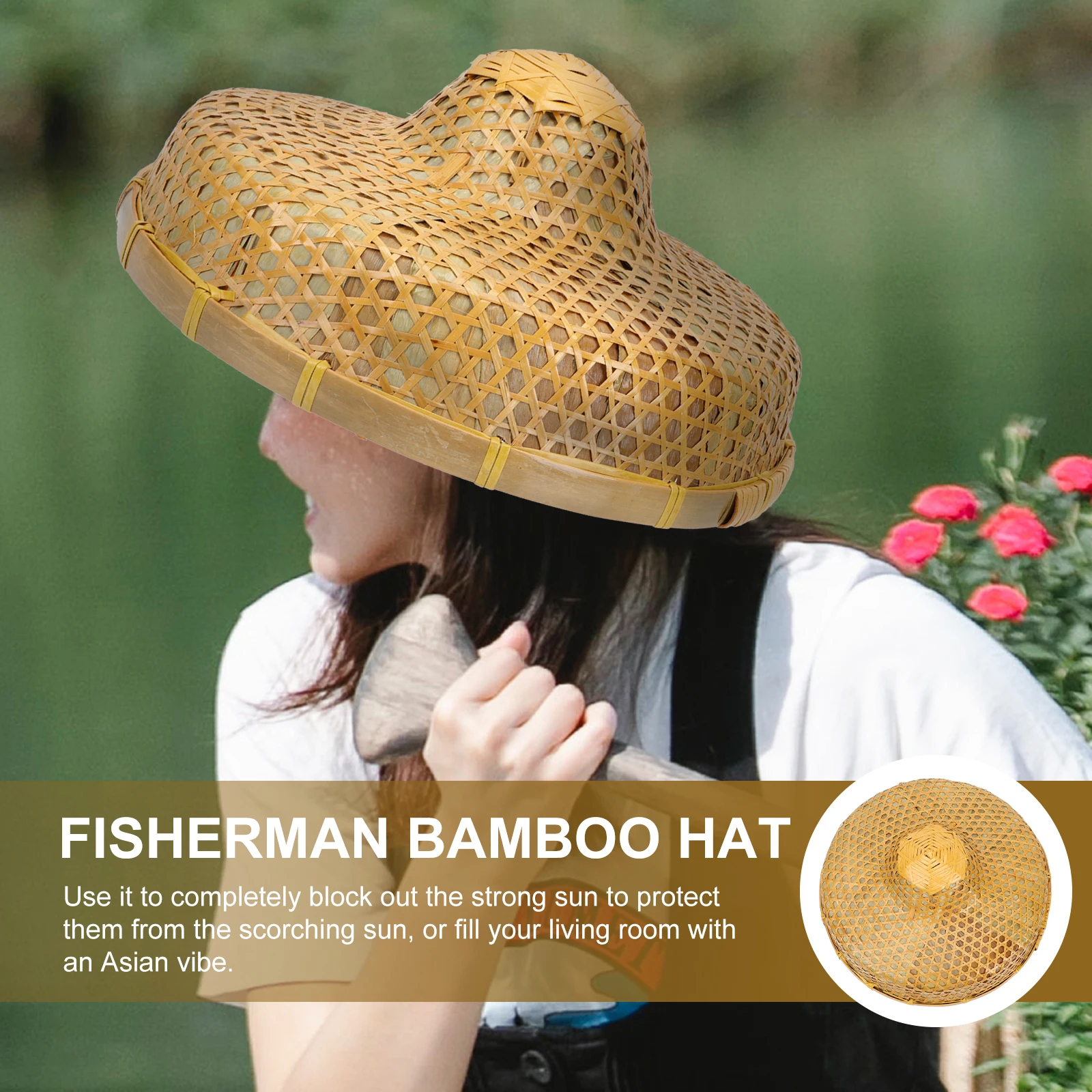 1pc retrò a prova di pioggia di bambù kaki orientale cappello a prova di pioggia sposo retrò cappello di bambù accessori per feste decorazioni per la casa