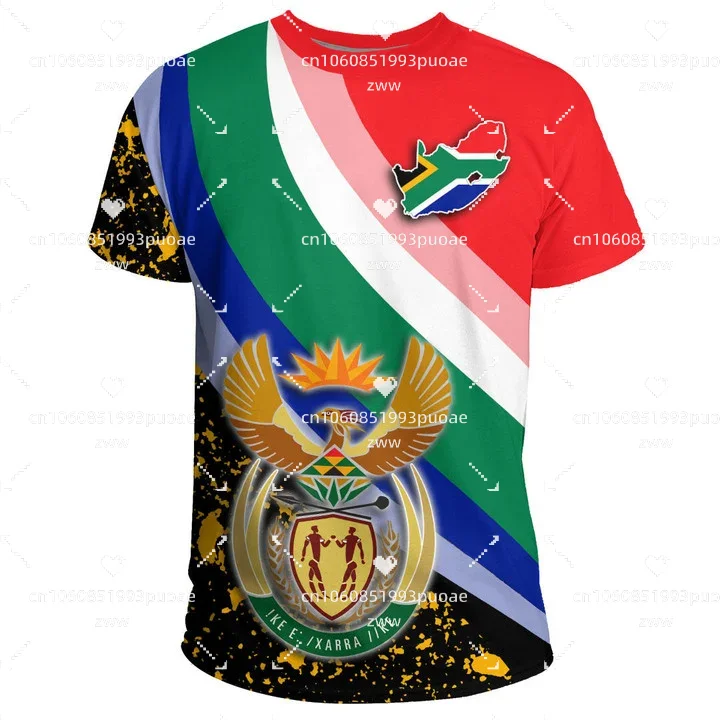 2023 New Men's South African Flag T-shirt 3d Printed Casual Street T-shirt Oversize Round Neck Men's and Women's Clothes