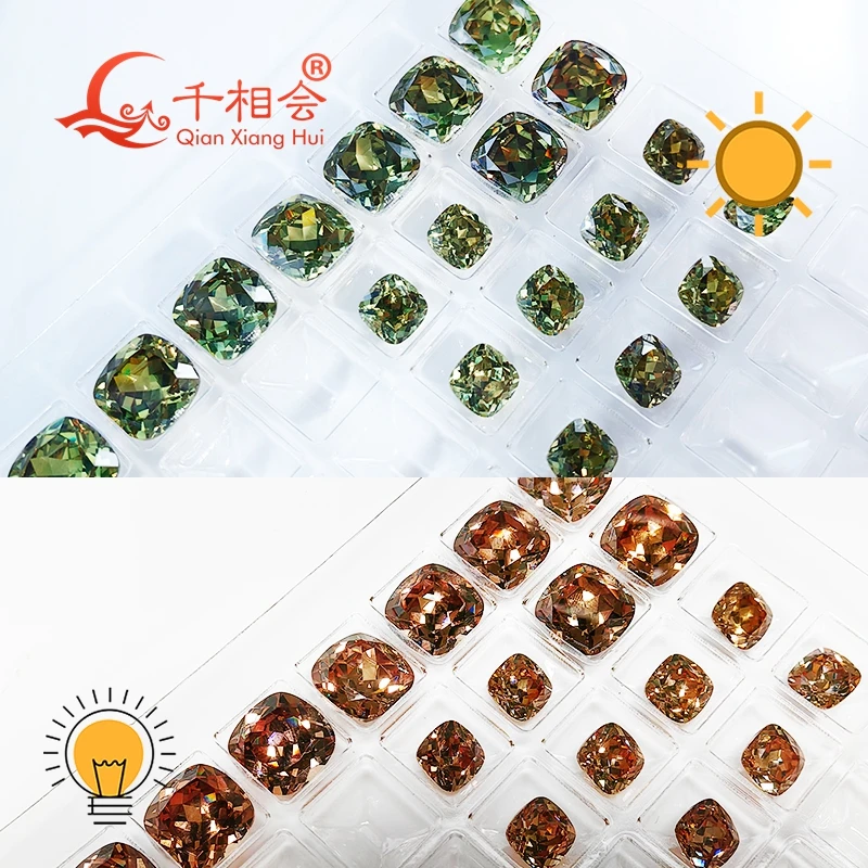 8x8mm 12x12mm forma de cojín pavo diásporo gibbsite zultanita verde amarillo cambio de color circonita cúbica piedra suelta cz