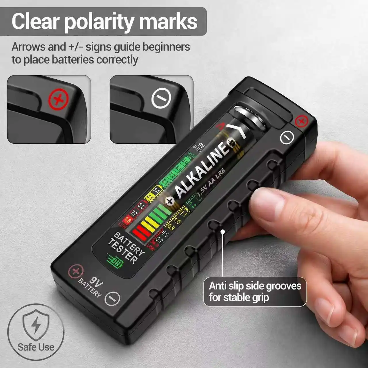 BT167 Battery Tester1.5V/9V Household Battery Capacity Detector for Remote ControlToys WatchHome Electrician Portable Test Tool