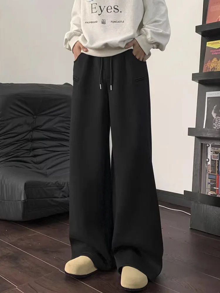 

Paris ey Thiened Fce Lined Широкие повседневные брюки Мужские зимние спортивные прямые длинные брюки American Sle Heavyweight