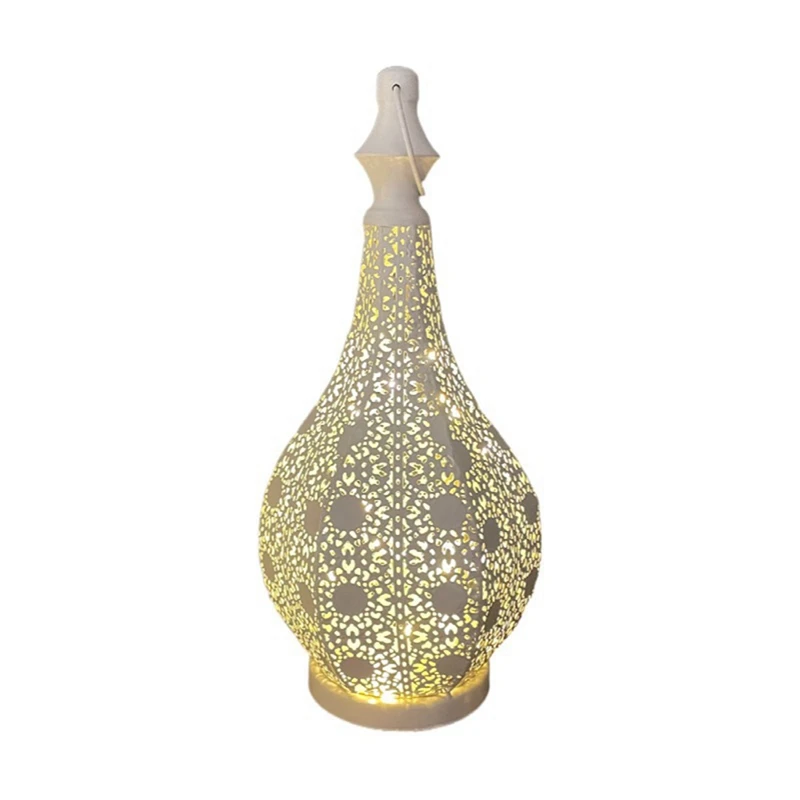 

table lamp Moroccan Style Metal Table Lamp Battery Powered Cordless Lamp with Fairy Lights Bulb for Christmas Room A