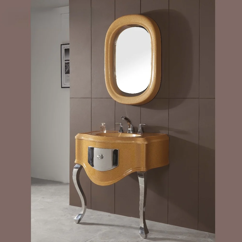 

Luxury Classical Golden Pearlescent Acrylic Bathroom Vanity Cabinet