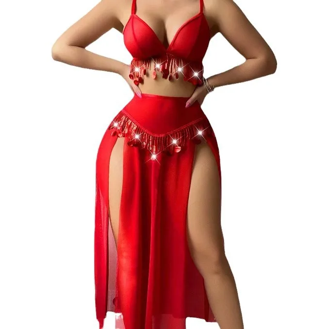 

Valentine Lingerie Red Party Dress Outfits Sexy Beaded Decor Accessories Hot Ensemble Baby Dolls Ladies Fancy Girl Set dress