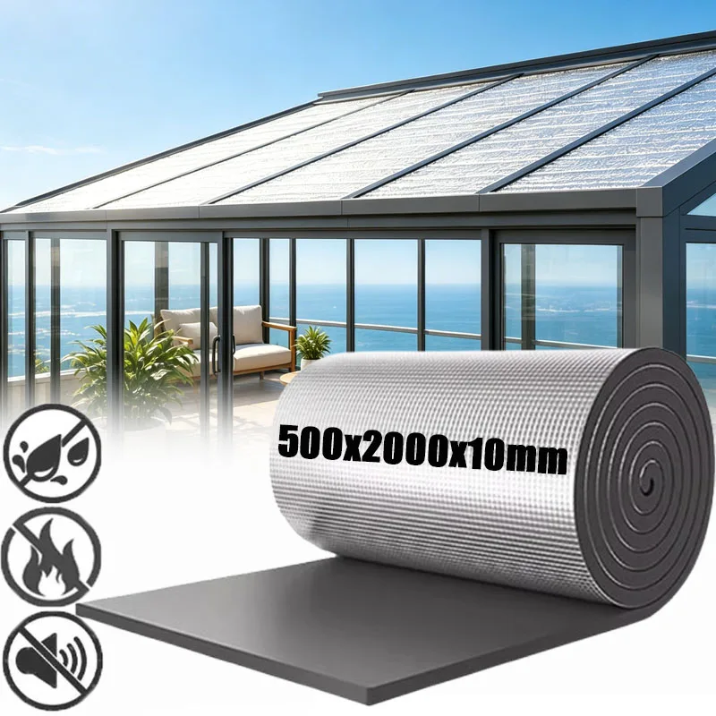 

500x2000x10mm Thick Self Adhesive Aluminum Foil Heat Shield Sound Deadener Mat for Car Door Engine Hood Insulation