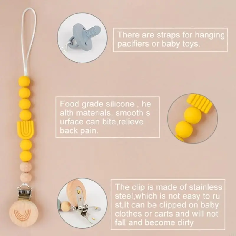 

Silicone Pacifier Clip for Girls Boys Infant Toddler Clips Teething Toy L8RB