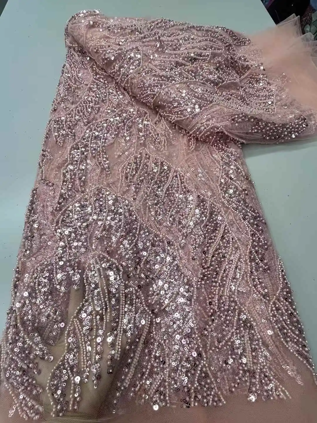 قماش دانتيل خرز ترتر نيجيري فاخر ، تطريز فرنسي ، قماش شبكي أفريقي ، فستان حفلات خياطة ، جودة عالية