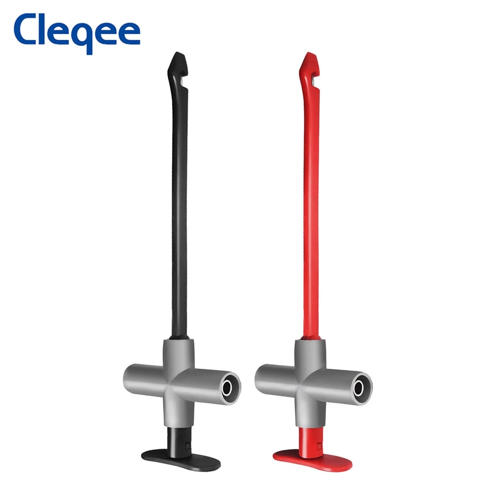 Cleqee P5010 2PCS Insulated Test Hook Clip Non-Destructive Puncture Probe Built-in Spring Compatiable with 4mm Banana Plug