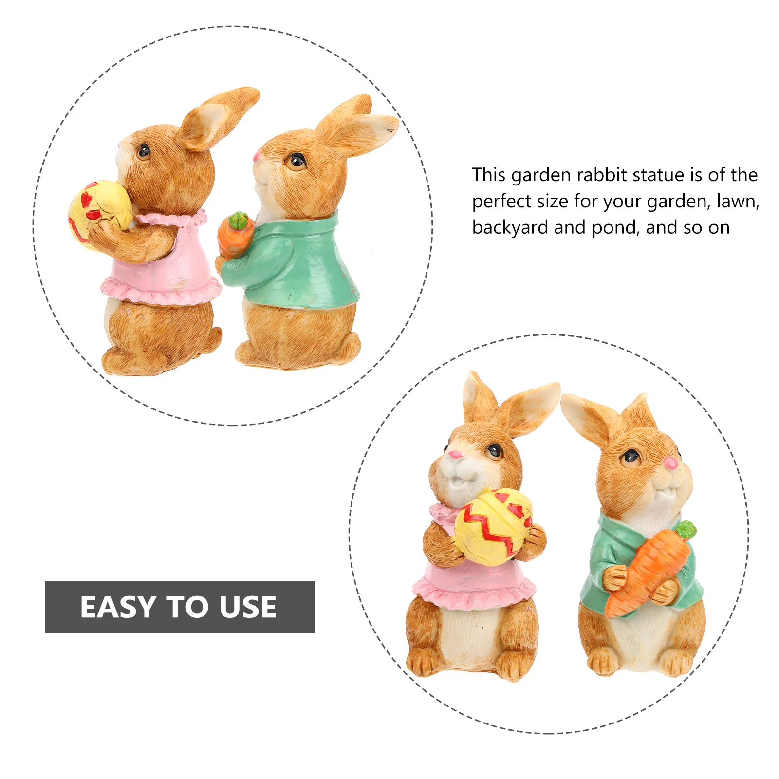 

2 шт., пасхальный кролик, садовая статуя кролика, украшение в виде животного из смолы, двор, лужайка, уличный орнамент, садовая статуя кролика