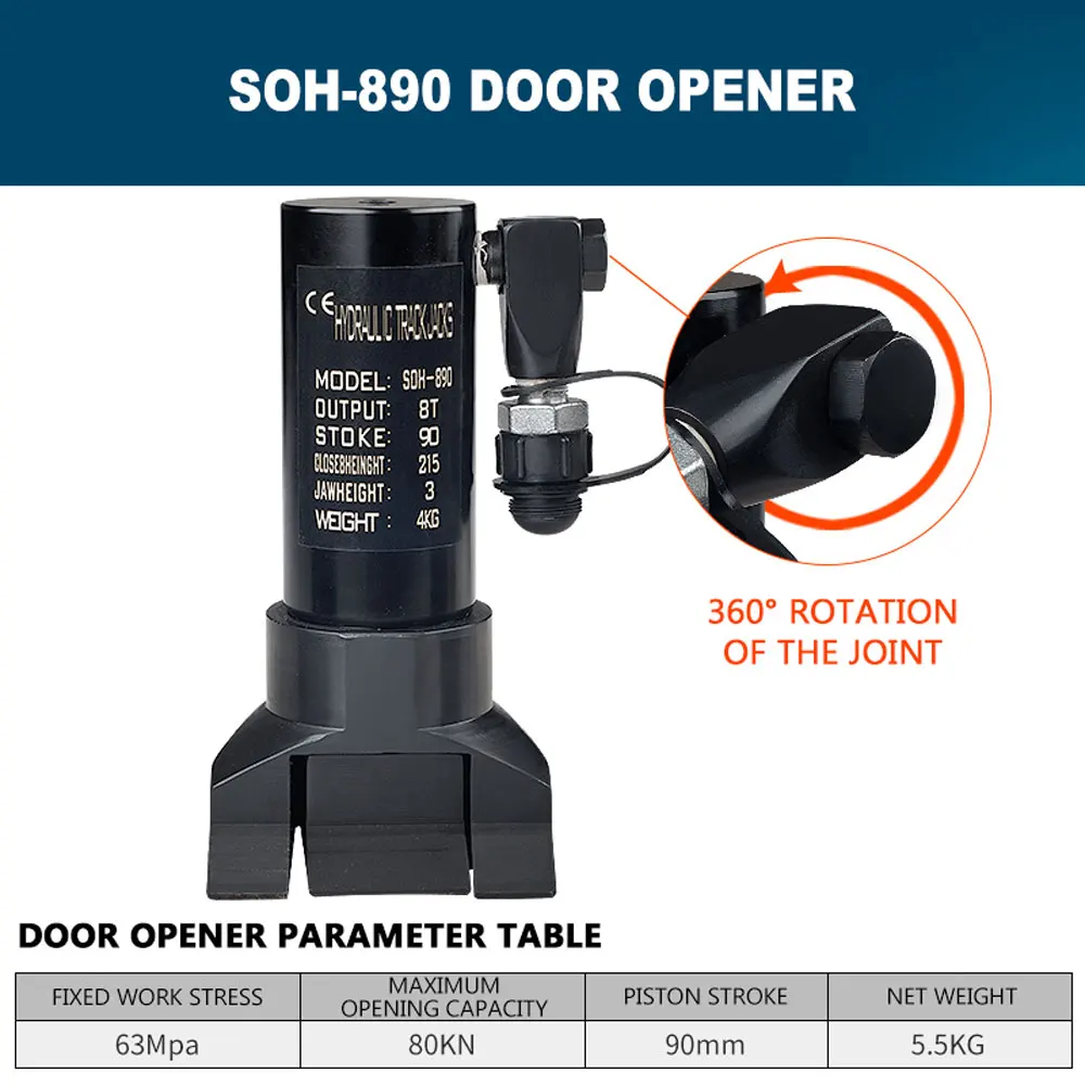 Hydraulic Lifting Tools Jacks 90mm 8T Stroke Rescue tool Door Opener, Track Car Hydraulic Jack SOH-890