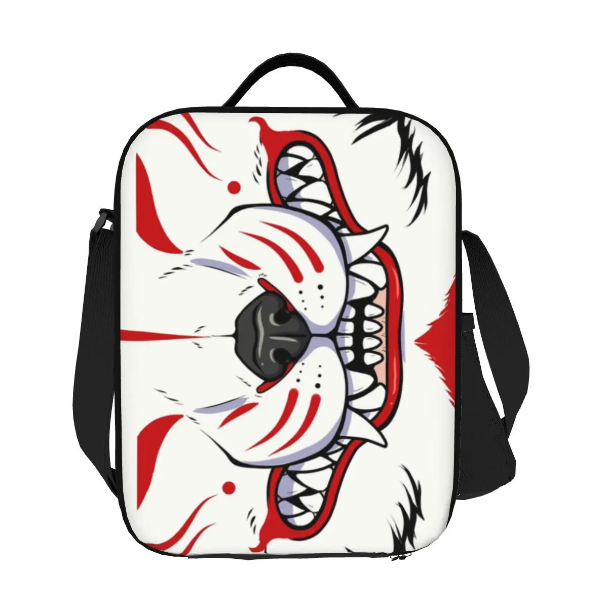 Saco de Almoço Demônio Personalizado Oni para Mulheres, Kitsune, Grin, Isolado, Fox, Aumart, Japonês, Refrigerador Térmico, Lancheira, Praia, Acampamento, Viagem