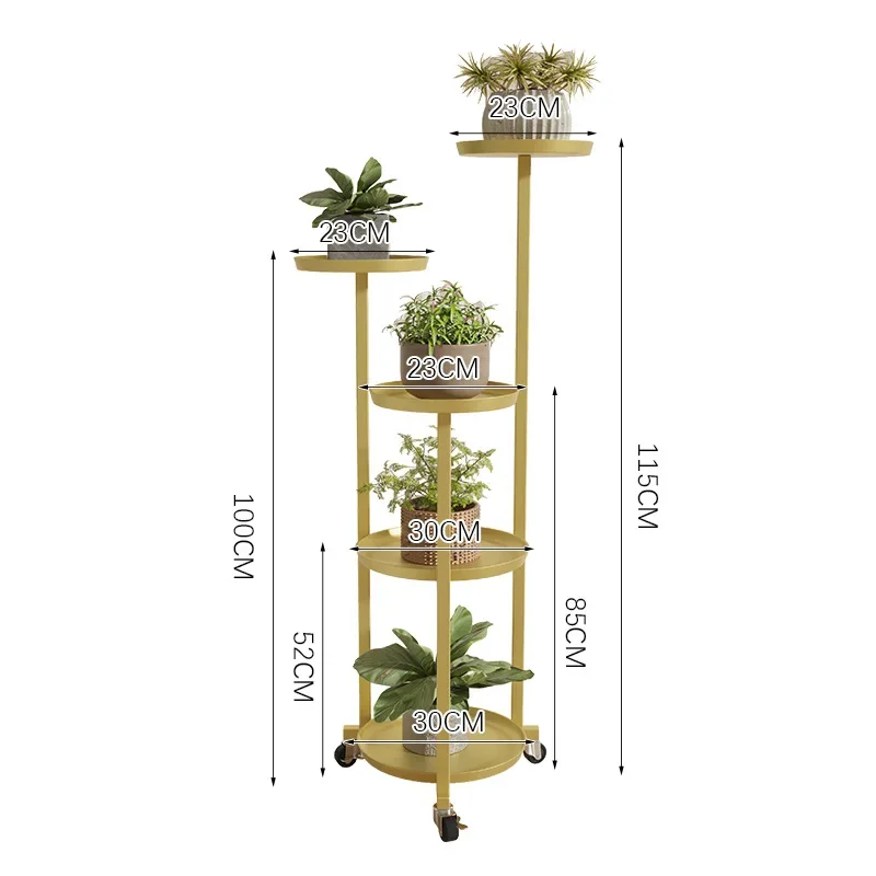 Modern Simple Plant Stand Living Room Floor Flower Stand Multi-Tiered Iron Flower Holders Flexible Mobile Indoor Gardening