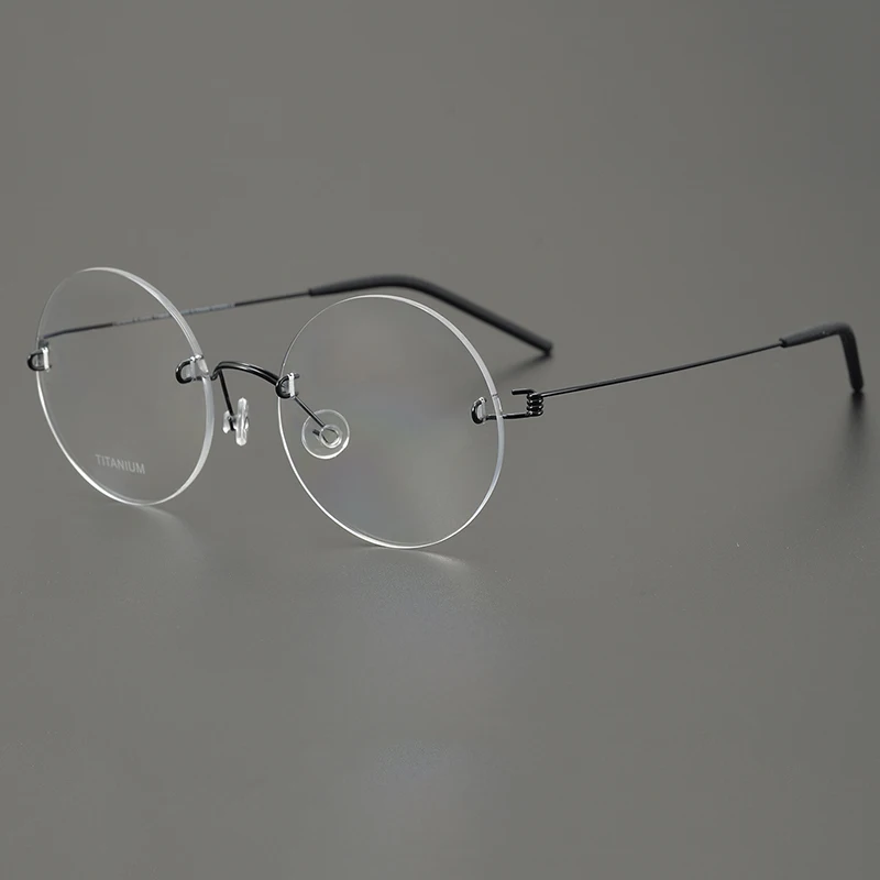 Denmark Brand Rimless Round Glasses Frame 356 Ultralight Men Screwless Titanium Eyeglasses Frames Spectacles Women Eyewear Gafas image 3
