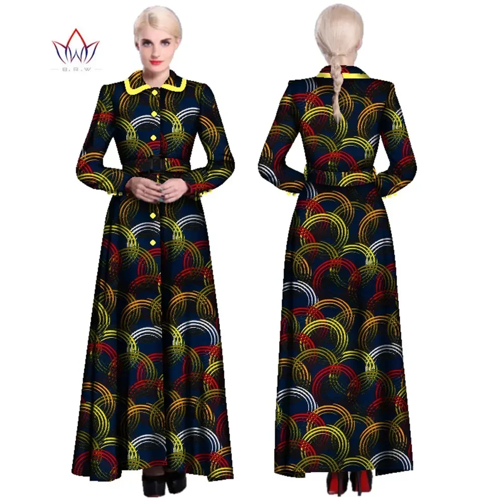 

African Dresses for Women Bazin Riche Wax Print Evening Long Dresses Jacket Dashiki African Clothes Slim Dresses WY902