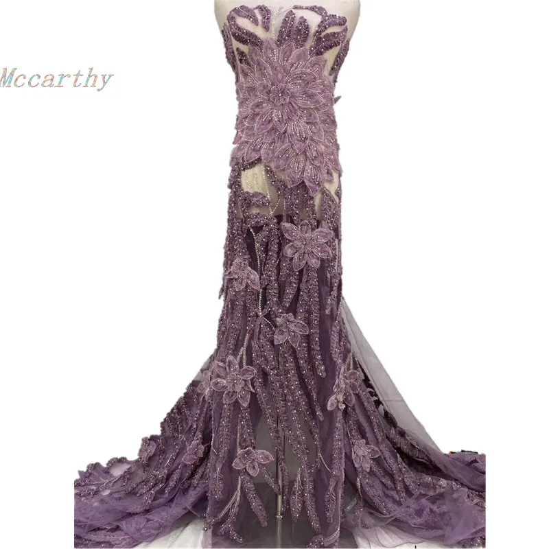 

Африканское кружево высокого качества, сетчатая ткань с вышивкой, 3D цветочная вышивка на тюле с нигерийскими ручными пайетками и бисером, кружевные ткани для платьев