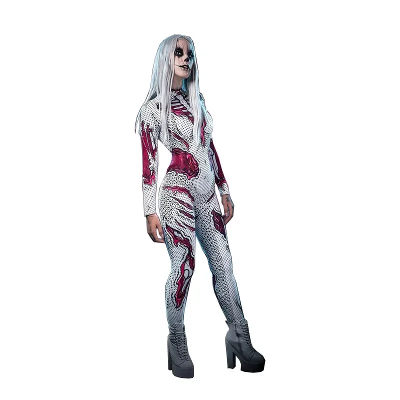 Kostium na Halloween dla dorosłych Cosplay Straszny szkielet Czaszka Odzież Karnawał Impreza Zombie Kostiumy Kombinezon Pełne zestawy Body unisex