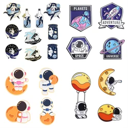 Spaceman Astronaut Rocket Whale Brooch Student Cartoon Aerospace Series Brooch Metal Badge Accessories Enamel Rocket Lapel Pin