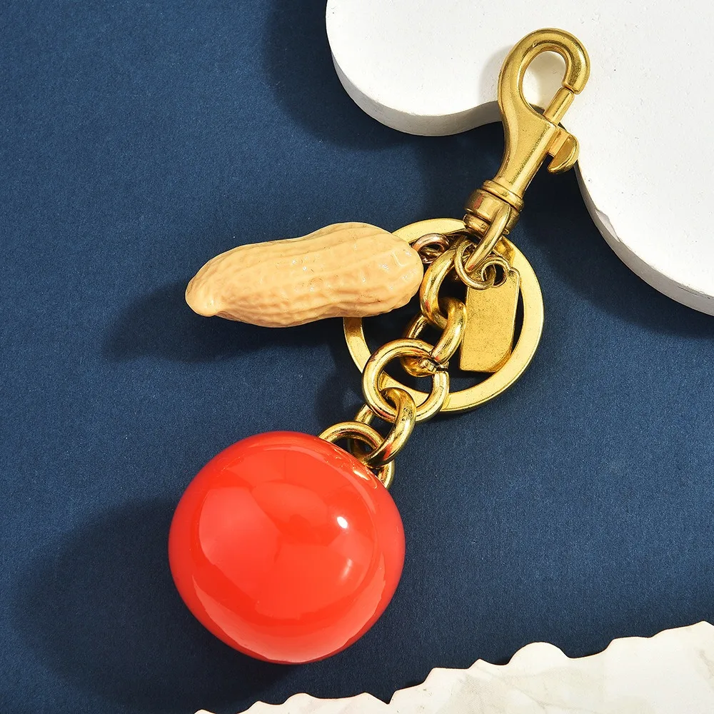 الكرتون البرسيمون الفول السوداني حقيبة قلادة العصرية التبعي حسن الحظ الفاكهة المفاتيح حقيبة سحر مفتاح السيارة #1