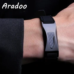 Aradoo Silicone Titanium Steel Bracelet Armband Power Bio Carbon Fiber Men's Bracelet Anti-radiation Fat Burning Health Bracelet