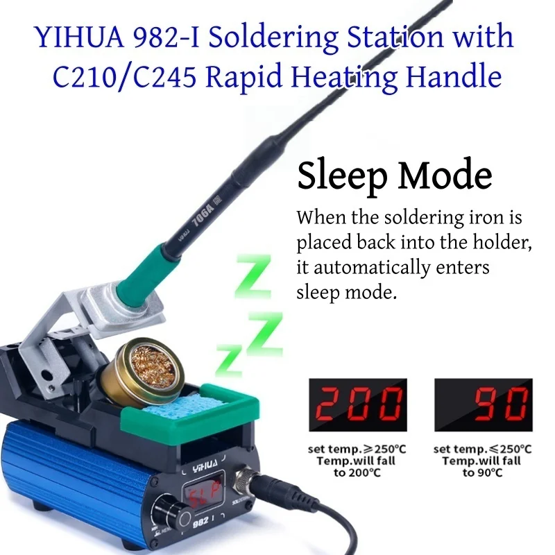 YIHUA 982-I محطة لحام 2S ذوبان القصدير السريع 4 قنوات تخزين وإيقاف تلقائي آمن للحام الموثوق به في ورش العمل #3