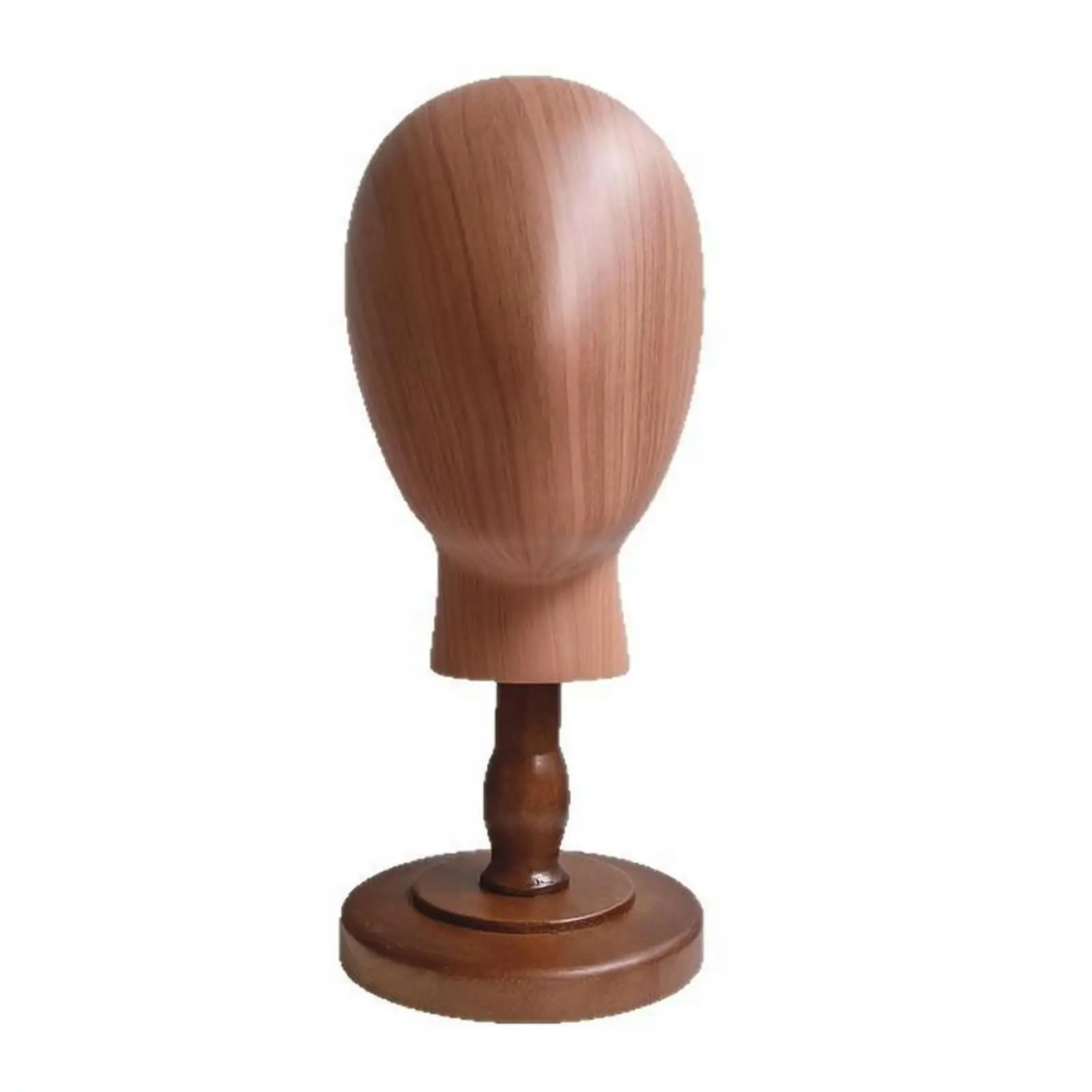 Hat Mannequin Stand Fiberglass-Reinforced Mannequin Head Wooden Base-Grain Finish for Storage