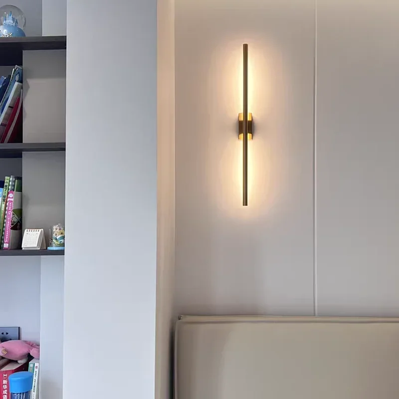 Modern Simple Linear Tube LED Wall Lamp Up Down Background Opposite Wall Light LED Bedside Foyer Corridor Black Gold LED Sconce