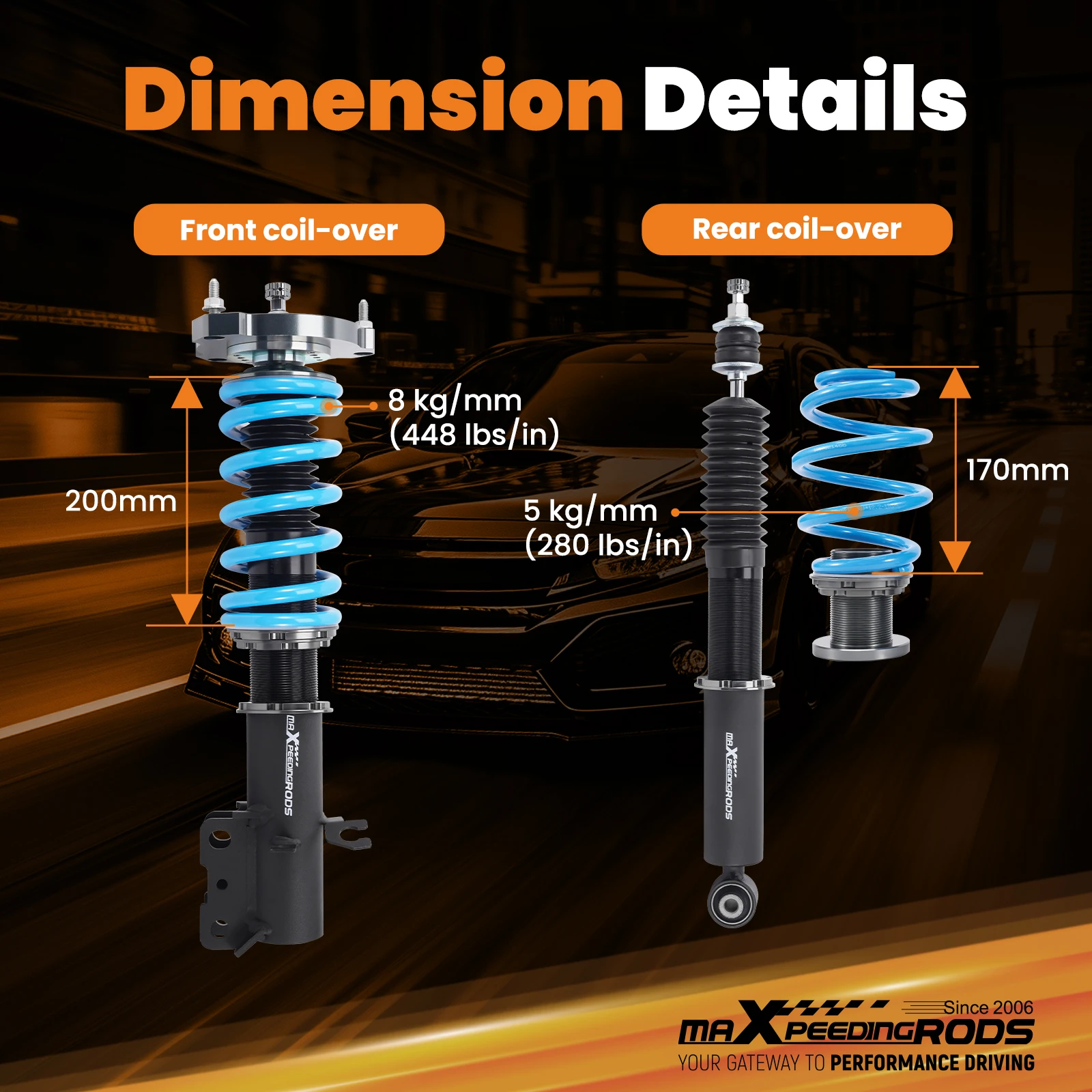 โช้คอัพ Coilover ฤดูใบไม้ผลิชุดสําหรับ NISSAN JUKE 11-17, 24 ระดับ Damper