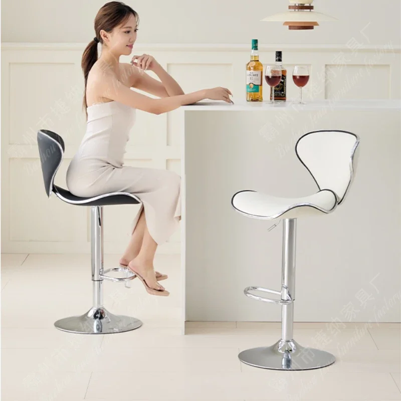 Scratch-Resistant Bar Seat Modern Simple Hotel Chair Adjustable Backrest High Stool Easy-Clean Nordic Seating for Indoor Use