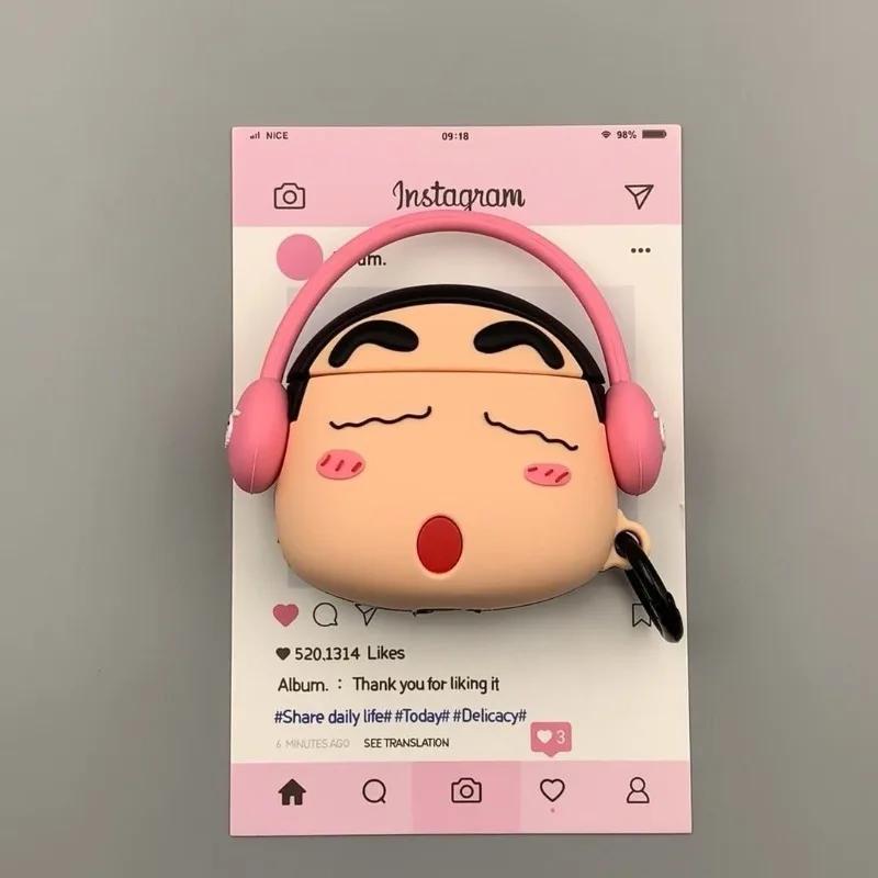 Crayon ShinChans Case for Apple AirPods 1 2 3 Airpod Pro3D Key Chain Wireless Earphone Bluetooth Headset Silicone Cover view 6