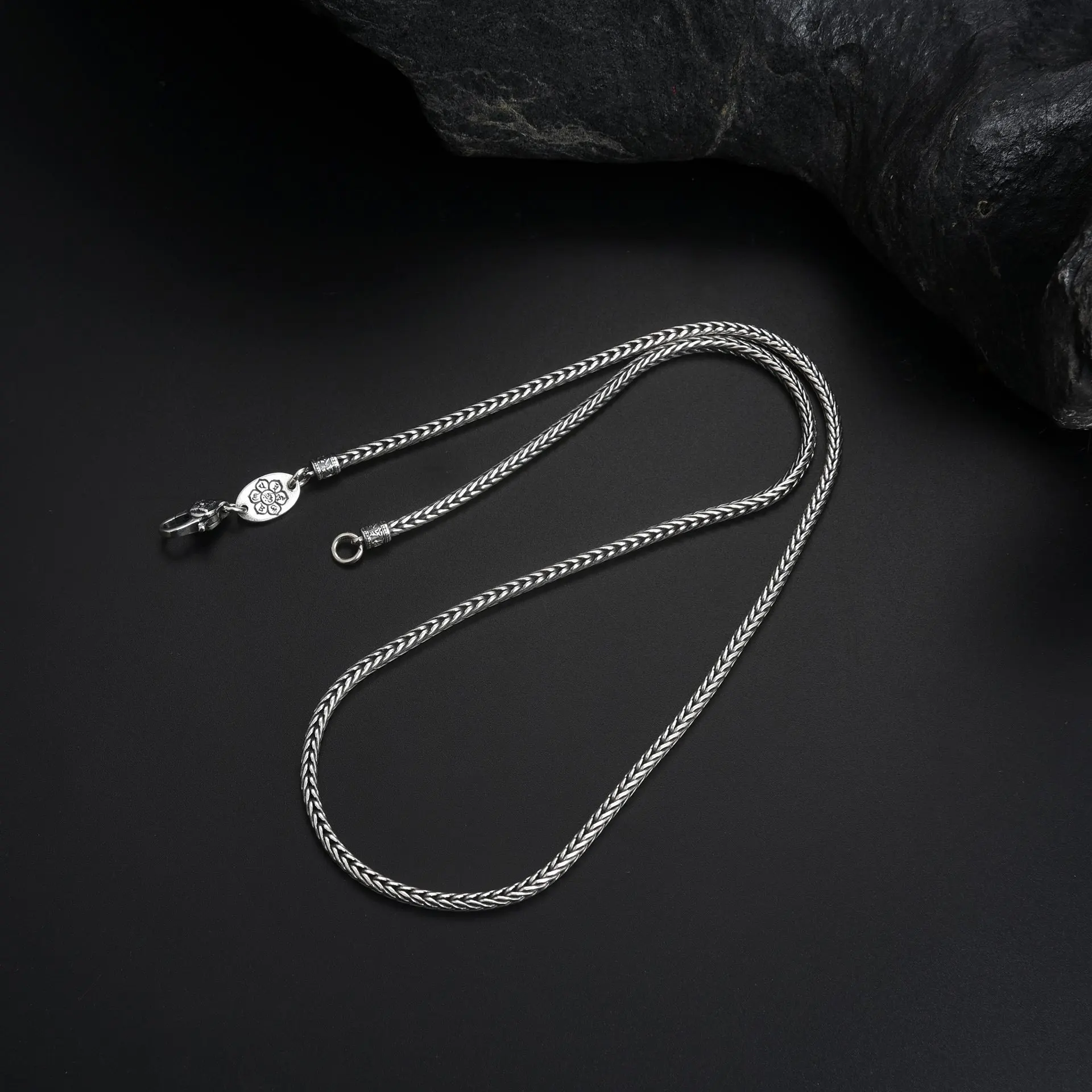 

S925 silver necklace men's snake bone chain collarbone chain fashionable trendy internet celebrity minimalist accessory jewelry