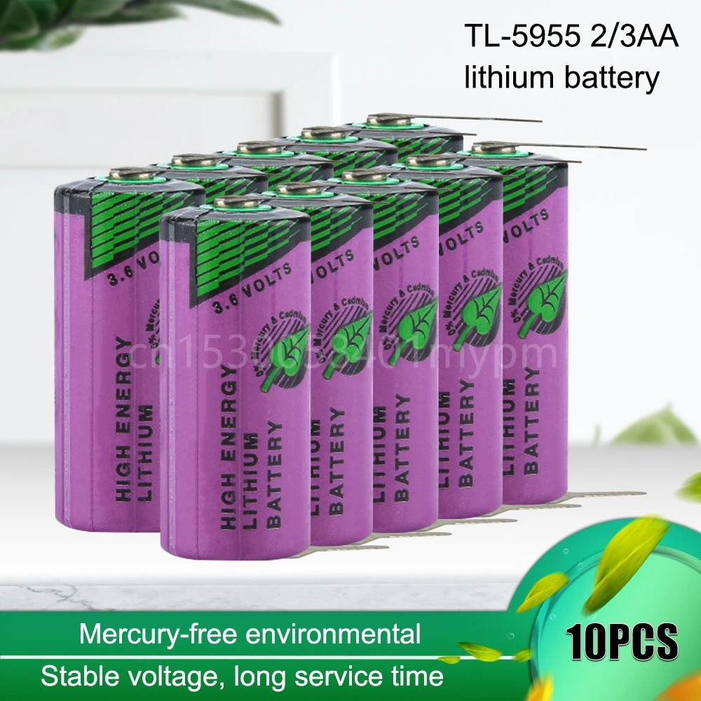 

10PCS 3.6V 1650mah TL-5955 14335 2/3AA with Leg Lithium Battery for PCL Dry Primary Cell Gas Medical Device Smart Water Meter