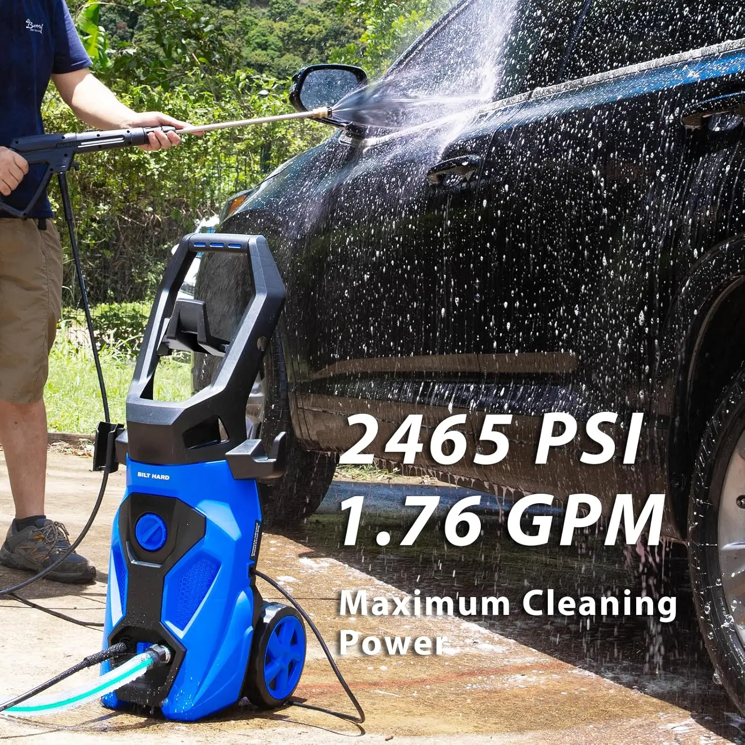 2465 Electric Pressure Washer, Power Washer with Stainless Steel Wand, 5 Spray Nozzles, Built-in  Detergent Tank, 20 Ft Hose, 35