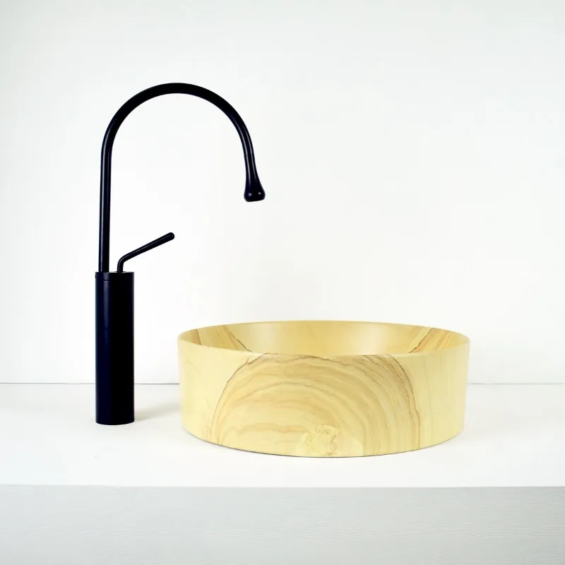New On-stage Basin Wash Basin Chinese-style Japanese-style Retro Bathroom Art Ceramic Washbasin Wood Grain Marble Pattern