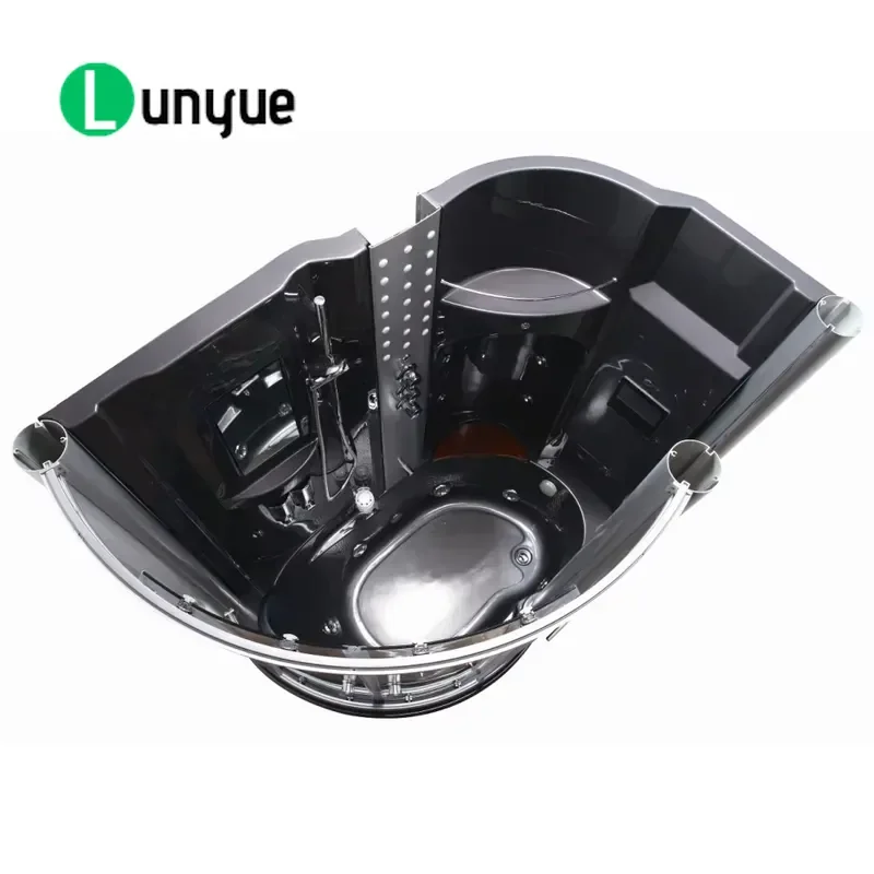 Black Steam Room Shower with Bath Home Spa System Hydrotherapy Massage Tub Relaxation Wellness Bathroom Fixture