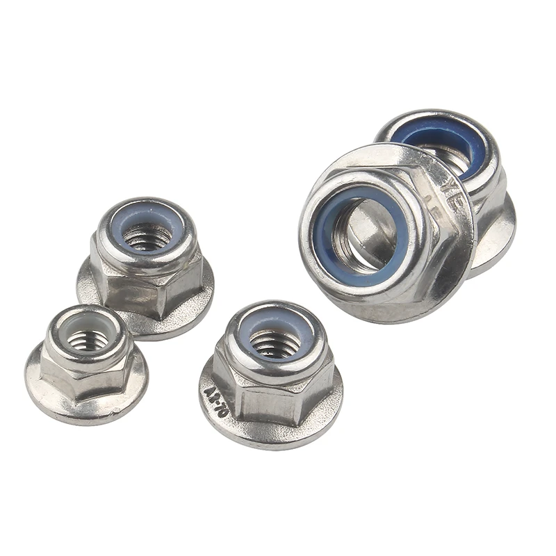 DIN6926 GB6183 M4 M5 M6 M8 M10 Nylon Insert Lock hex flange nut nuts Anti Slip Lock nuts 304 Stainless steel