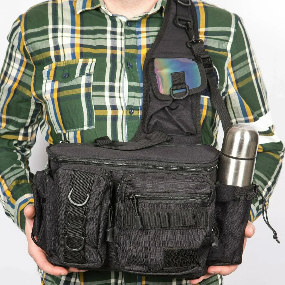 Crossbody-Angelzubehör-Aufbewahrungstasche, Hüft-Rucksack mit verstellbaren, breiten Schultergurten, große Kapazität, leicht – Detail 13