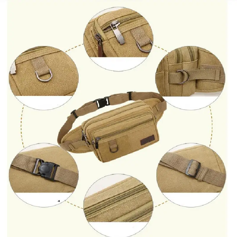 Bolsa de cintura masculina e feminina, bolsa casual para cinto de telefone grande, bolsa de lona para viagem ao ar livre, bolsa de banana quadril, moda