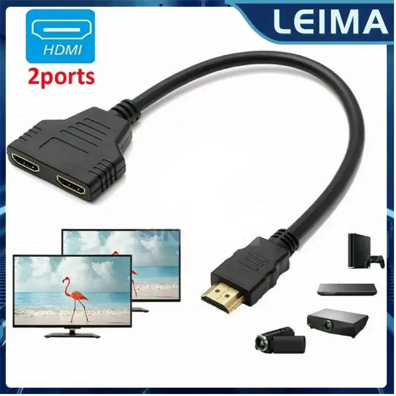 

1 шт. Новый адаптер «мама» Full Male 1080P 3D to HD Out 2 Splitter HDMI HDTV Кабель в 1 автозапчасти 1 штекер на 2 гнезда-разветвитель