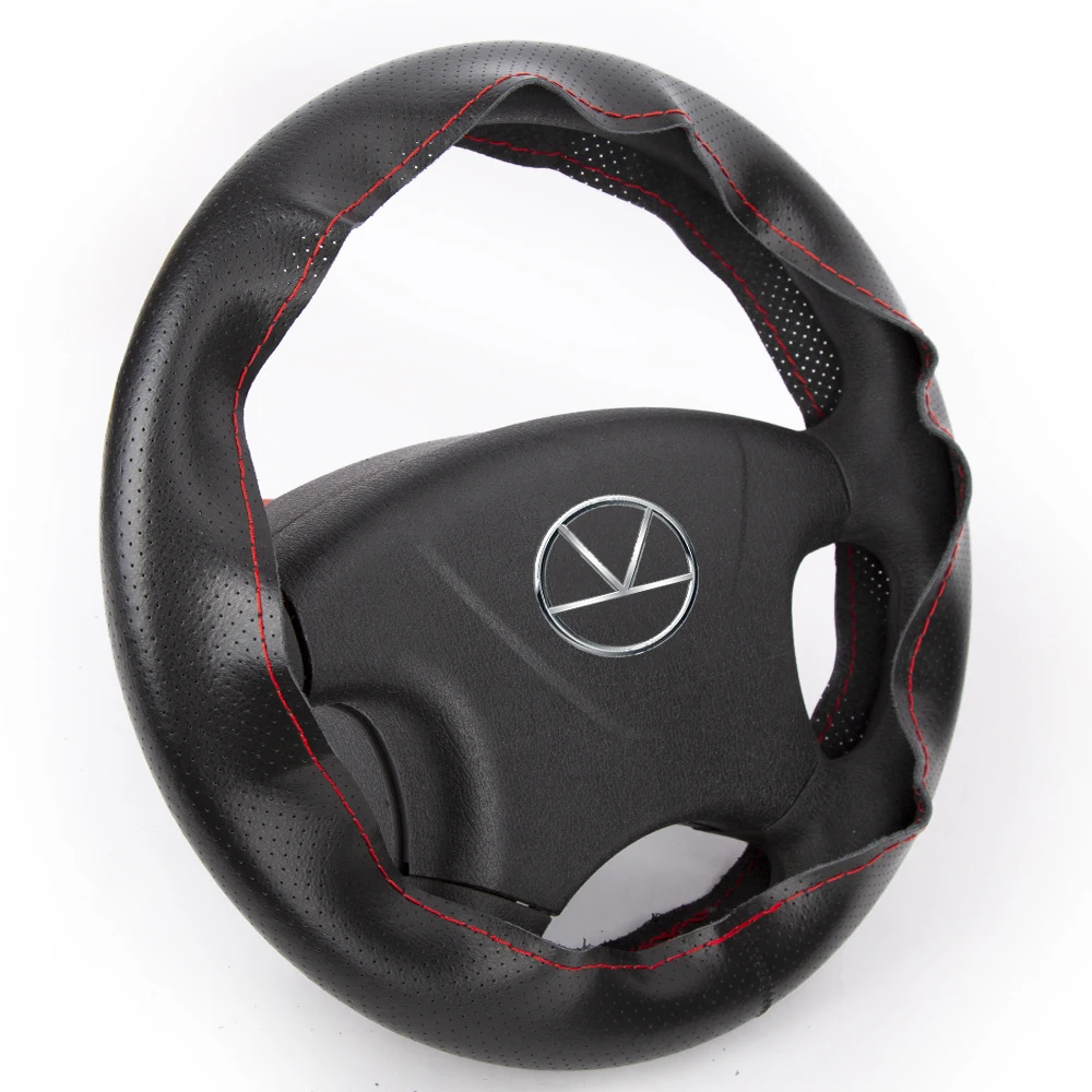 KAWOSEN чехол на руль из натуральной кожи, аксессуары для стайлинга автомобилей Volante Esportivo, чехол ручной работы своими руками с резьбой SWCH17
