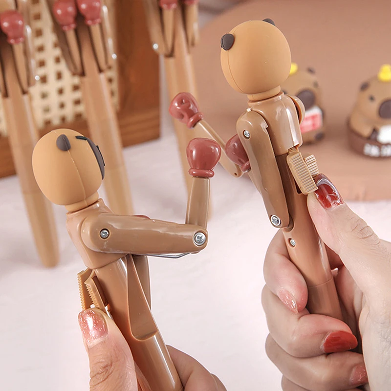 1Pcs Cartoon Decompression Boxing Pen Creative Capybara Ballpoint Pen Student Stationery Office Supplies Stress Relieving Gifts