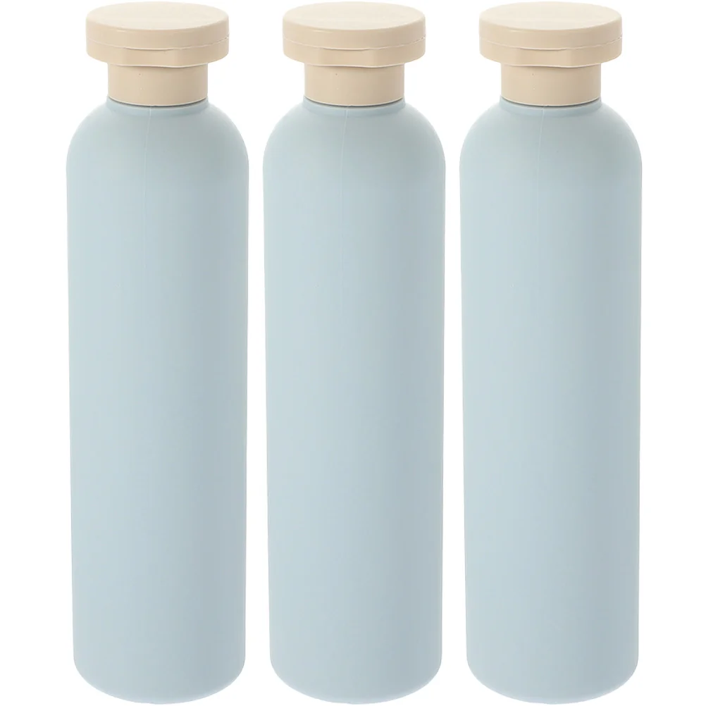 3 Pcs Reusable Light Blue Flip-top Lotion Bottle 260ml Shower Gel Shampoo Empty Bottles Liquid Soap Container