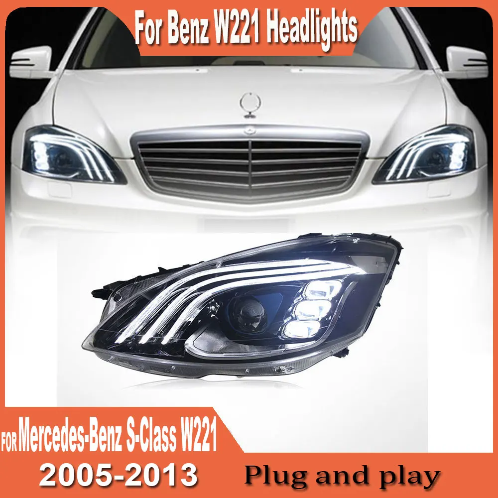 Car Lights For Mercedes Benz S-Class W221 Headlight 2006 2007 2008-2013 LED Head Lamp DRL Sequential Turn Signal High Low Beam