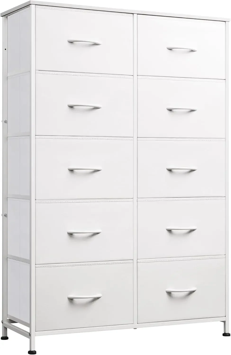 Fabric Dresser for Bedroom with 10 Drawers, Tall Chest of Drawers, White Dressers Bedroom Furniture, Storage Organizer Uni