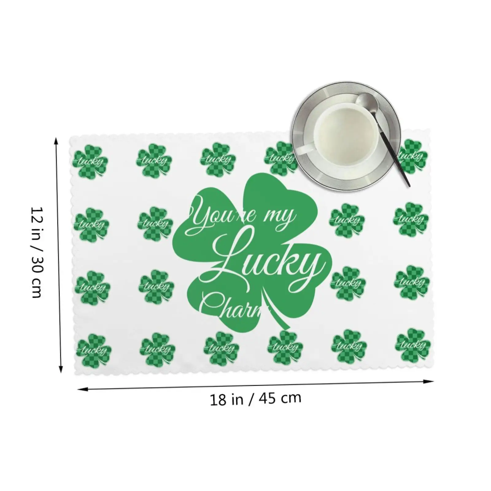 Four Leaf Clover Print Table Pad Placemat Kitchen Heat Insulation Durable For Dining Coaster Bowl Cup Mat Decor