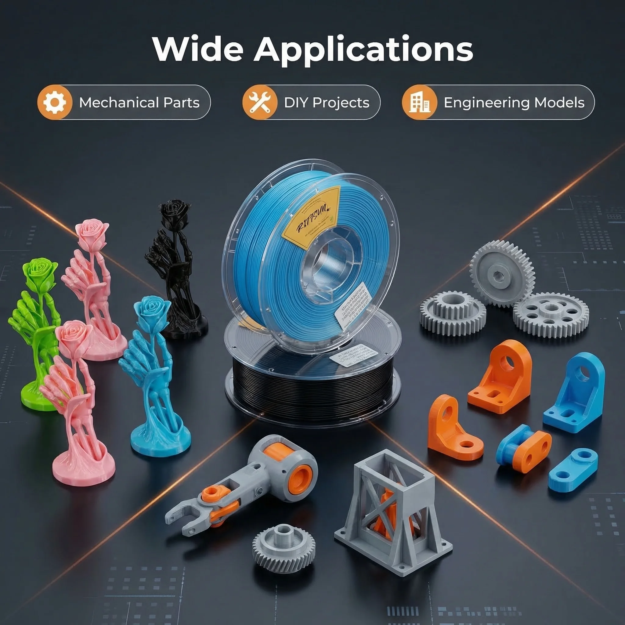 

RITTSUN 2.2lb PETG 3D Printer Filament 1.75mm High Precision Durable Strong Filament Mith Better Flow Dimensional Accuracy +/- 0