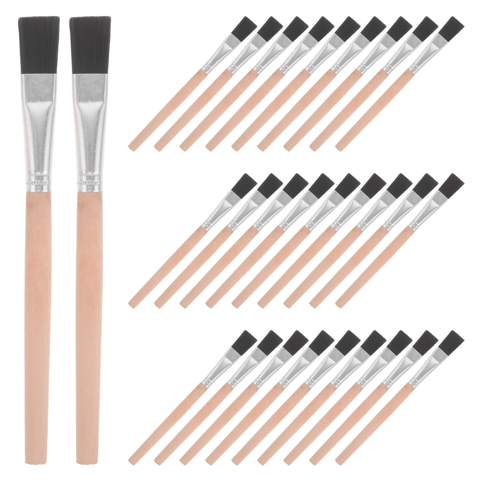 

30Pcs Flat Nylon Paint Brushes Wood Handle Small Lightweight Classroom Craft Paint Brushes for Kids Oil Gouache Acrylic Art