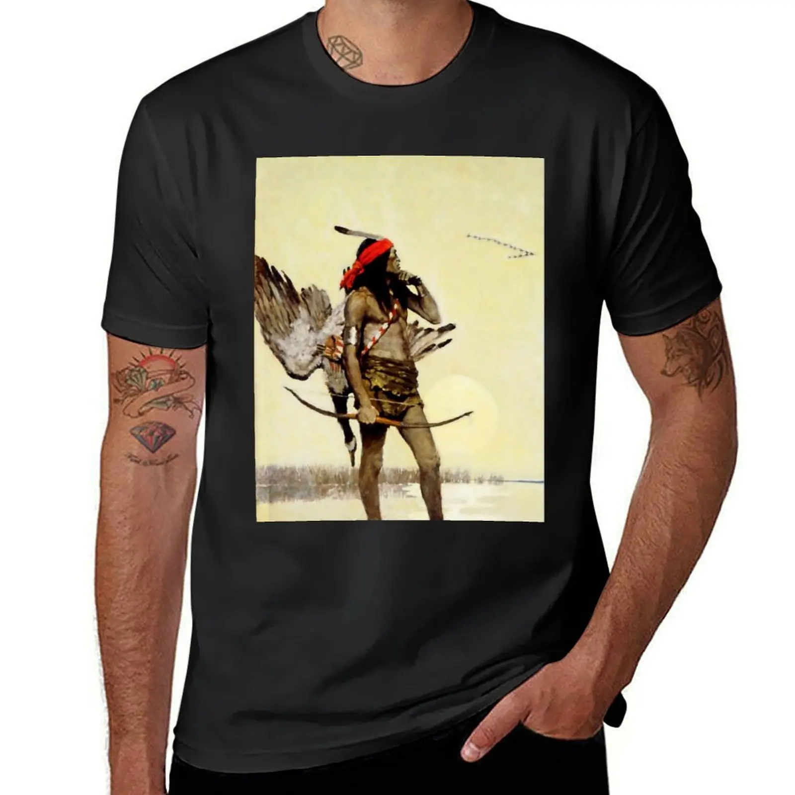 

N C Wyeth Western Painting “The Hunter” T-Shirt Blouse oversizeds new edition mens white t shirts