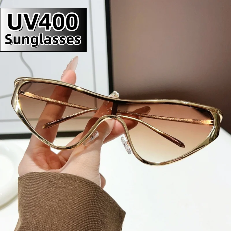 

Fashionable Triangular Cat Eye Large Frame UV400 Sunglasses Personality Luxury Designer Lenses UV Resistant Shades Glasses