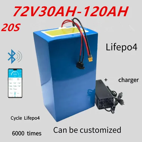 72V High Capacity Lithium Ion Battery with BMS 40Ah-100Ah for 5000W Electric Scooter Motorcycle Forklift Crane Truck 20S Chargin