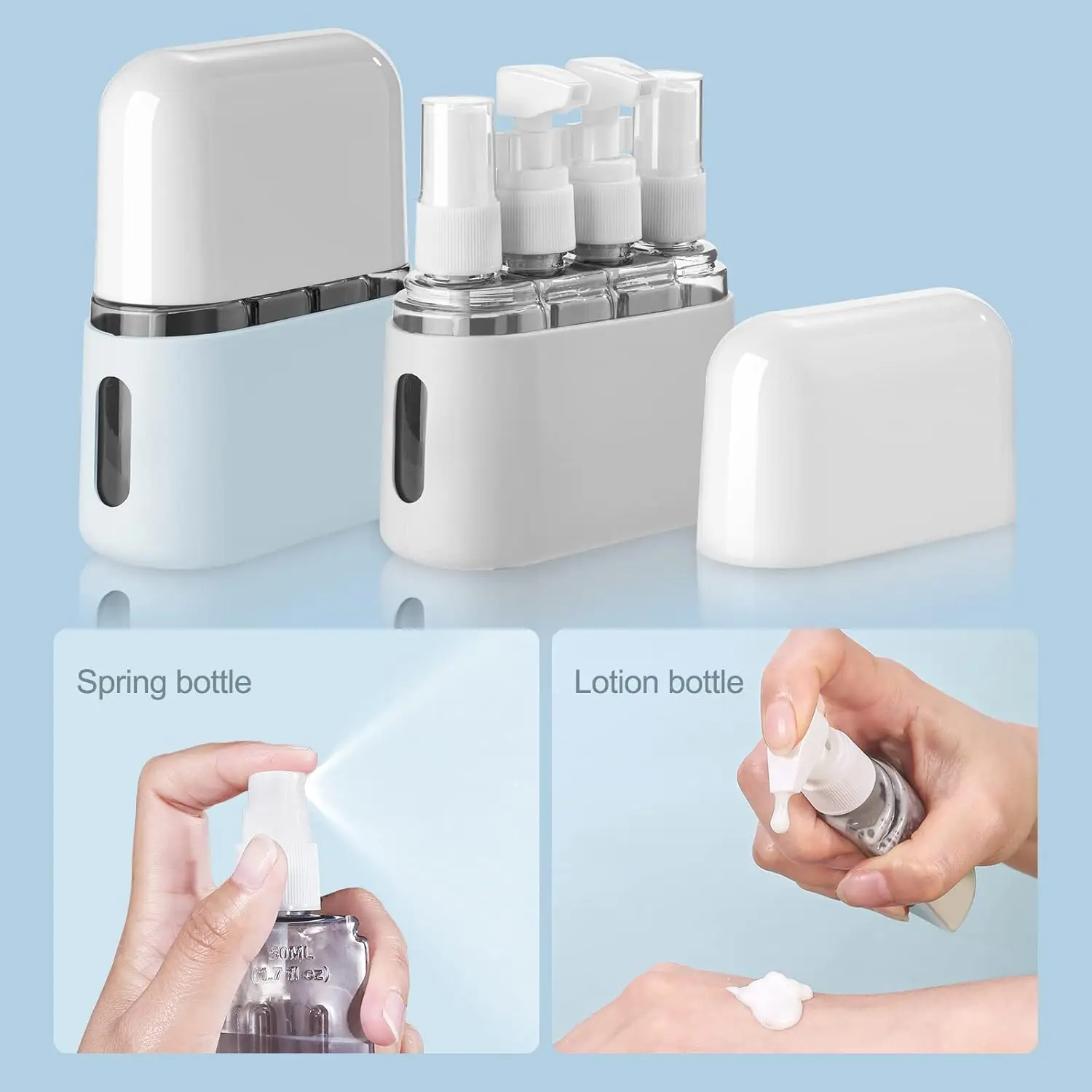 4 in 1 Leak Proof Containers for TSA Approved Toiletries Leak-Proof Refillable Plastic Bottles Airplane Accessories Kit